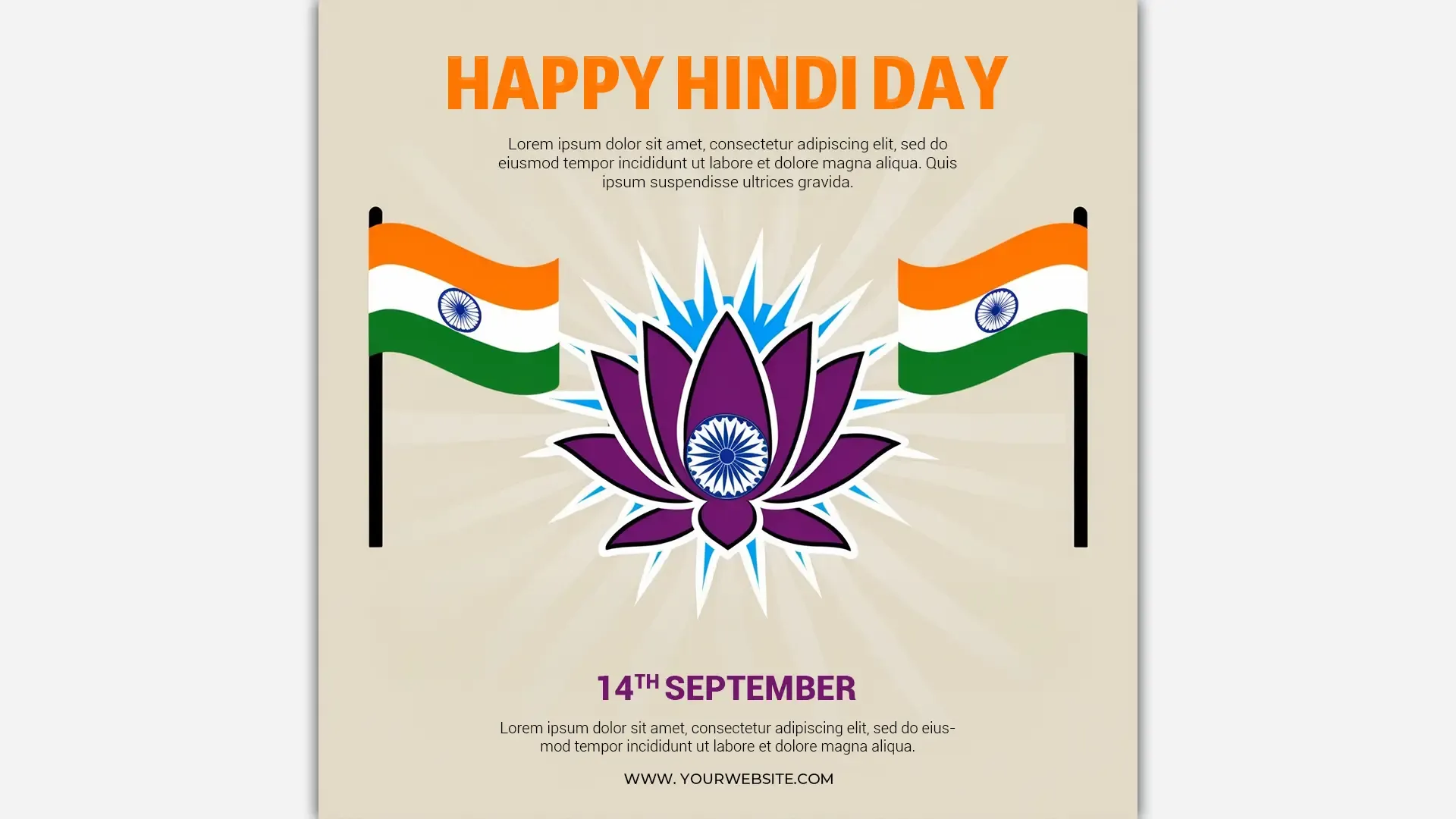 Patriotic Hindi Day Instagram Post Template with Lotus Symbol image